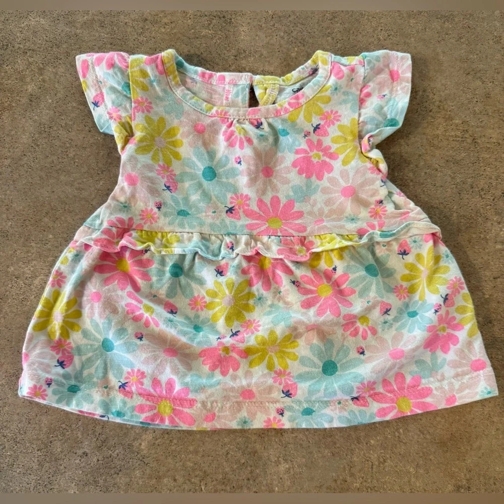 Carters 2 Piece Baby Girl Colorful Floral Casual Dress with Bloomers Size 9M